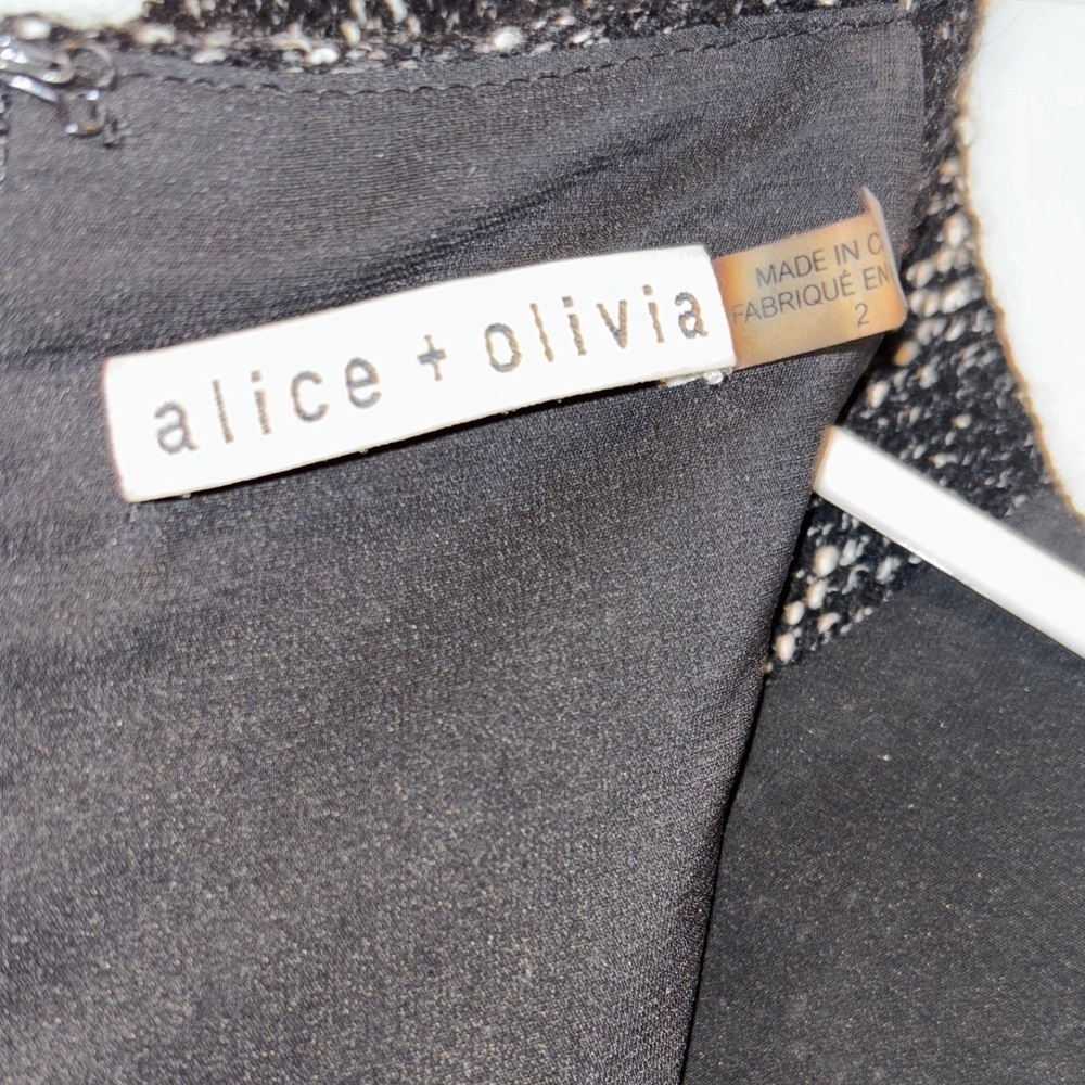 Alice + Olivia Textured Black and White Mini Dress - Picture 6 of 8